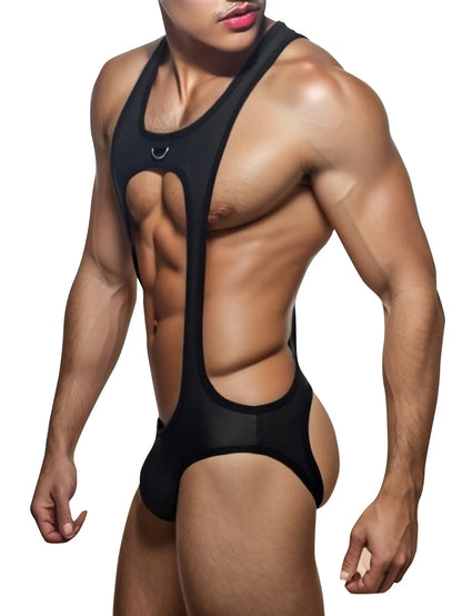 Gymnastics Bodysuit – Black, White, Yellow & Green | M–2XL | Nylon & Lycra