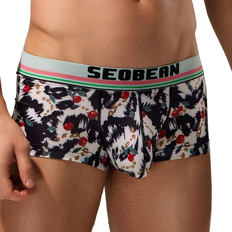 Printed Stretch Boxer Shorts – Cherry Black, Cherry Blue & Flowers | M–2XL | Polyester & Elastane