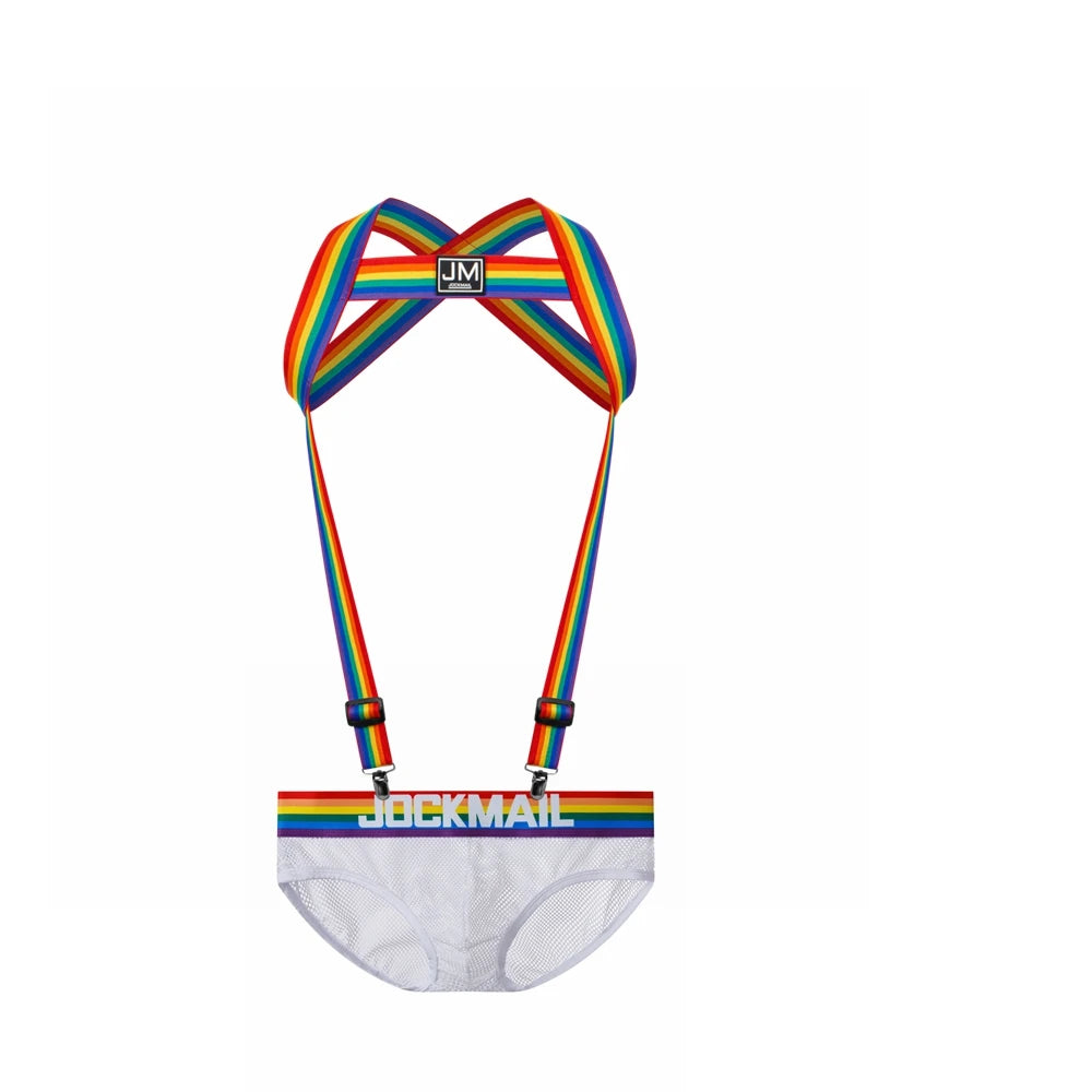 Jockmail Rainbow Elastic Harness with Jockstrap
