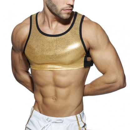 Crop Top Harness – Gold | One Size | Faux Leather