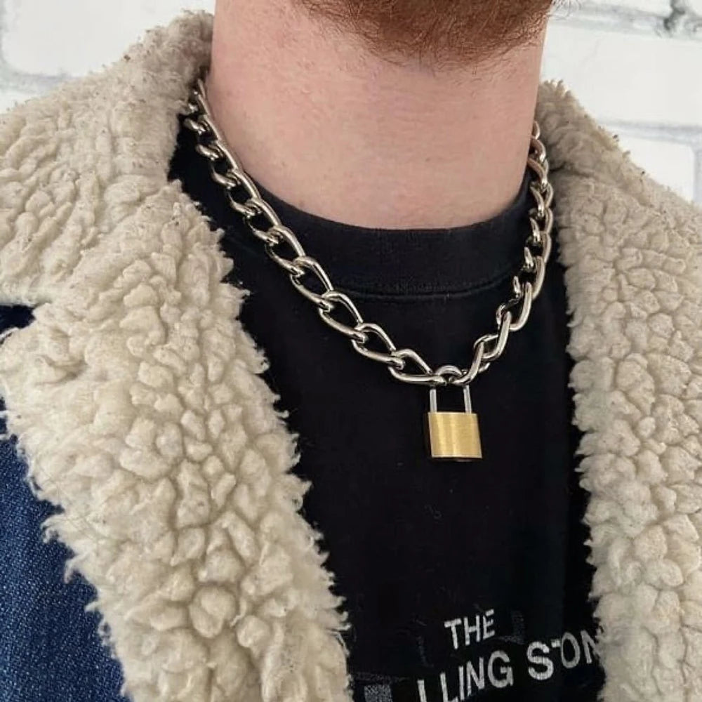 Chunky Multi-Layer Lock Chain Necklace – 5 Styles | Copper Alloy | Punk & Vintage