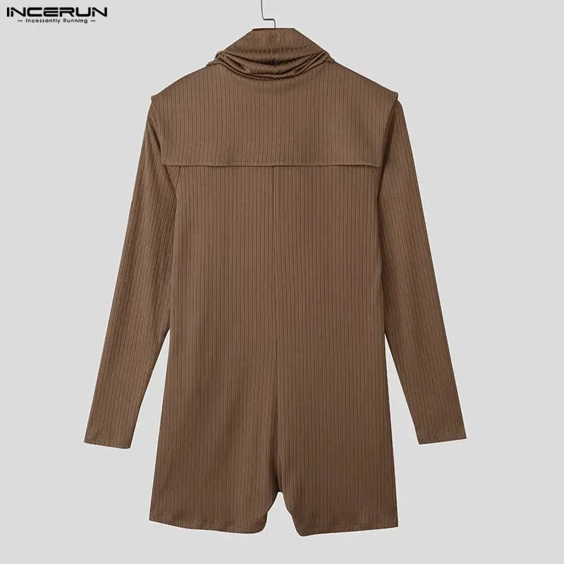 Turtleneck Bodysuit – Black, Blue & Brown | S–3XL | Polyester & Spandex