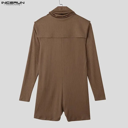 Turtleneck Bodysuit – Black, Blue & Brown | S–3XL | Polyester & Spandex