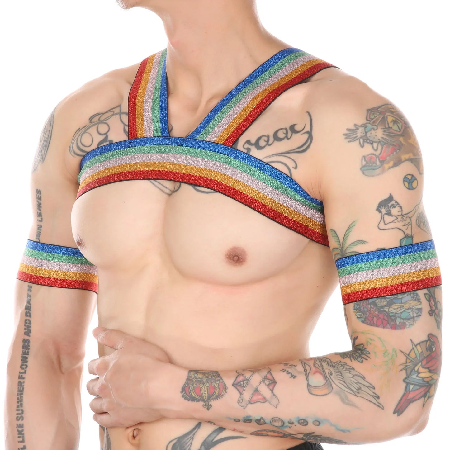 Rainbow Elastic Harness & Bracelet Set | One Size | WorldPride 2026