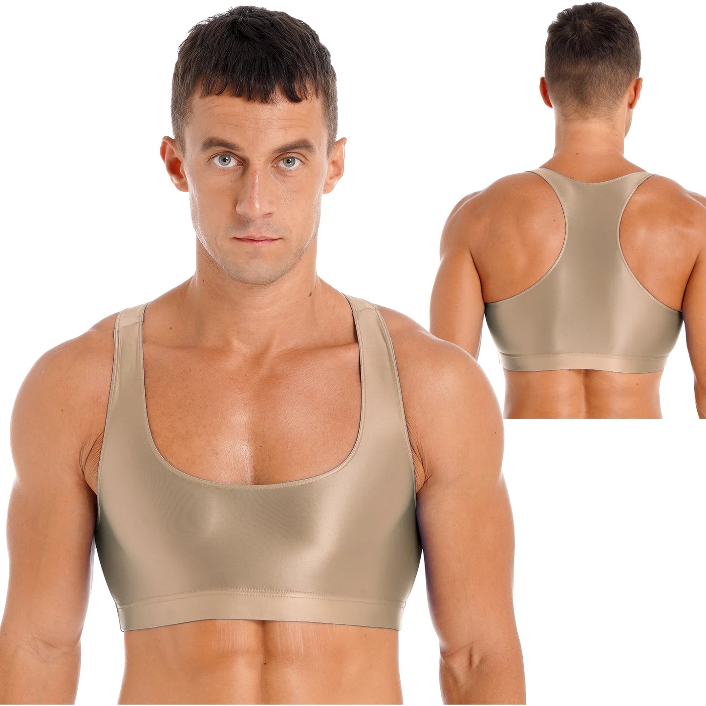 Men's Crop Top | Deep U-Neck Y-Back | 9 Colours | L & XL
