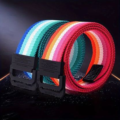 Pride Flag Stripe Canvas Belt – 9 Designs | Double Ring Buckle | 125cm