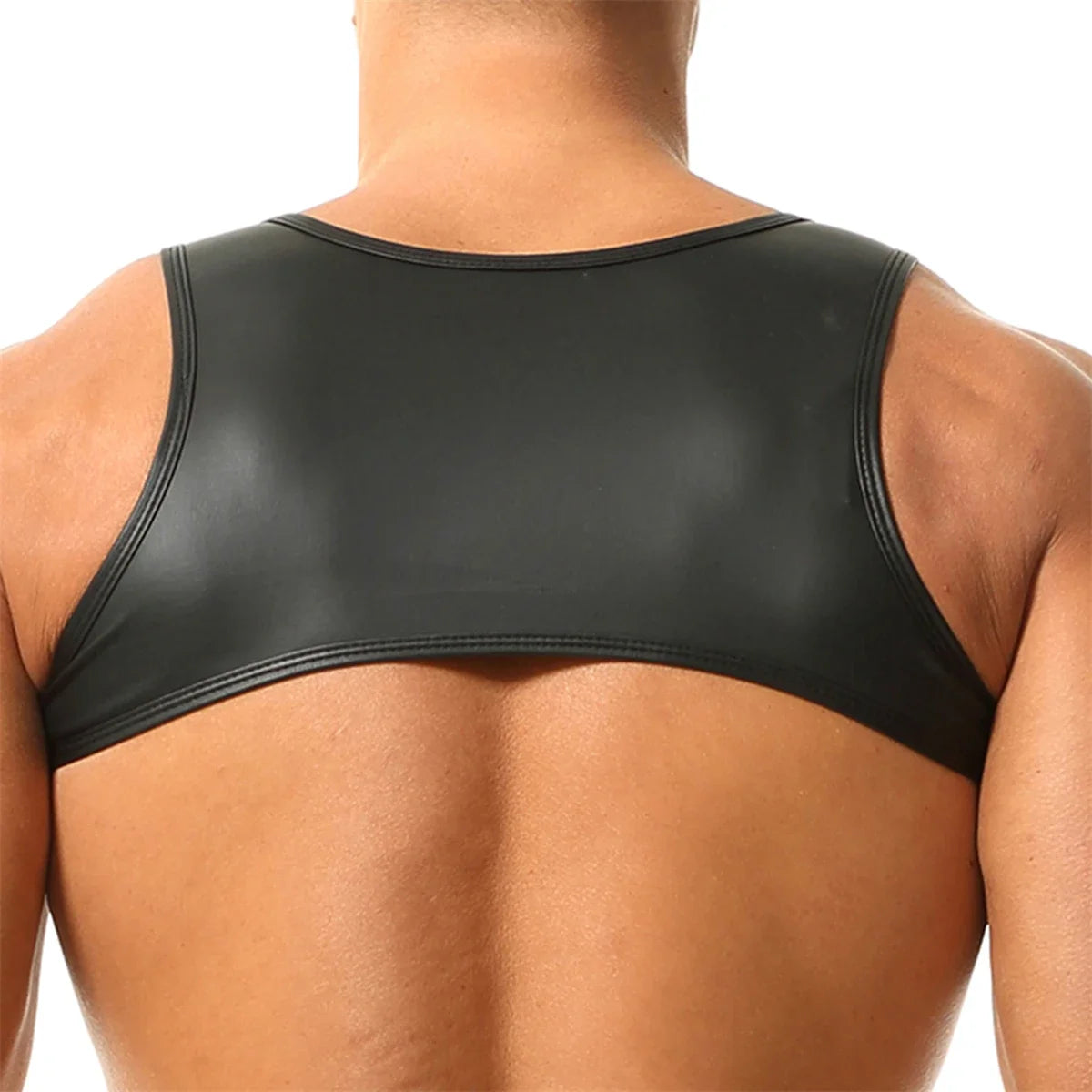 Elastic Faux Leather Chest Harness – Black | M & XL