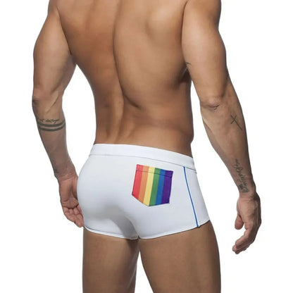 Swimshort with Rainbow Detail – Black, White & Dark Blue | M–XXL