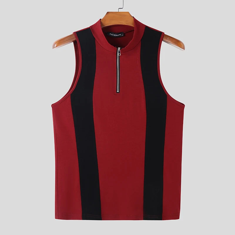 Spliced Colourblock Tank Top | Zipper Detail | 3 Colours | S–3XL