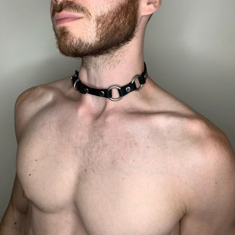 Faux Leather Collar, Wristband & Bracelet