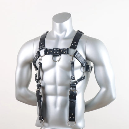 Body Harness with Connecting Straps to the Waist – Full Torso Bold Harness | Black