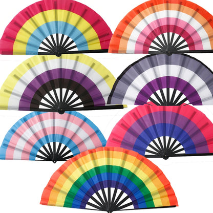Pride Folding Fan – 7 Flag Designs | Rainbow, Lesbian, Bisexual & More