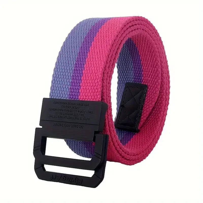 Pride Flag Stripe Canvas Belt – 9 Designs | Double Ring Buckle | 125cm