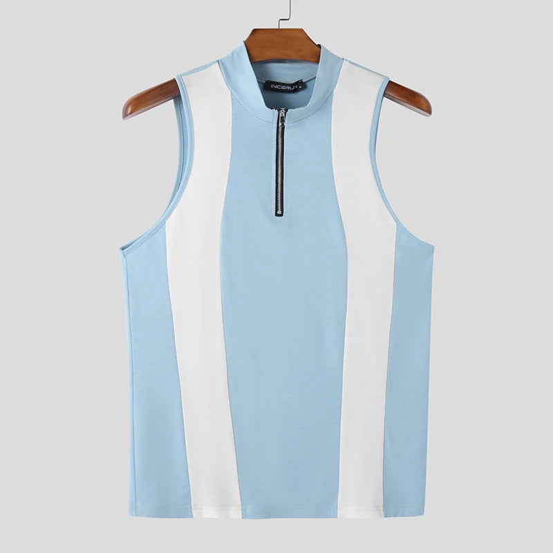 Spliced Colourblock Tank Top | Zipper Detail | 3 Colours | S–3XL