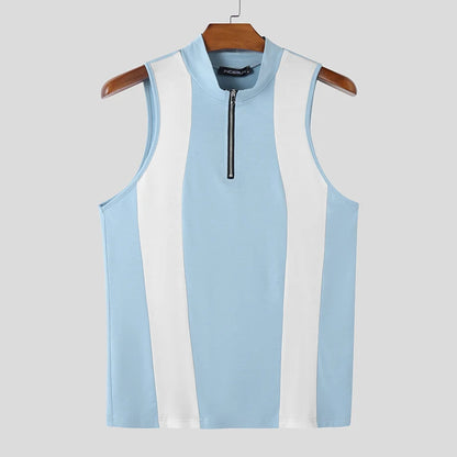 Spliced Colourblock Tank Top | Zipper Detail | 3 Colours | S–3XL