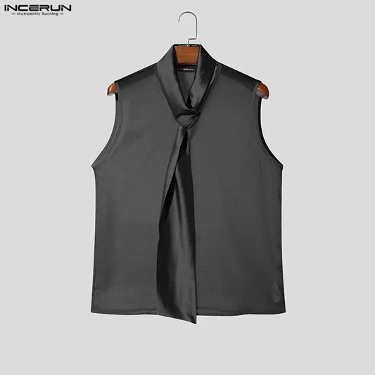 See-Through Sleeveless Shirt – Gray, Black & White | S–5XL