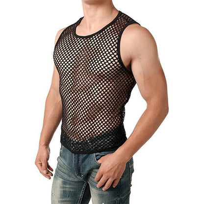 Mens Sexy Tanktop Transparant Mesh