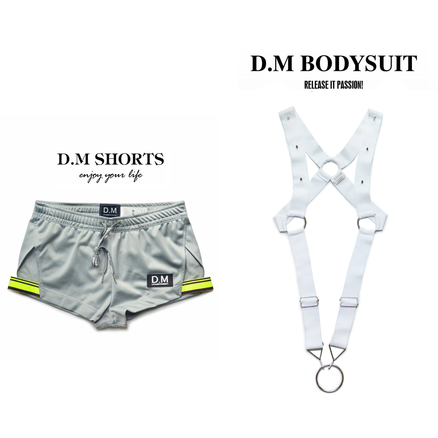Neon Party Short & Harness Set – 10 Colours | M–2XL | Polyester & Elastane