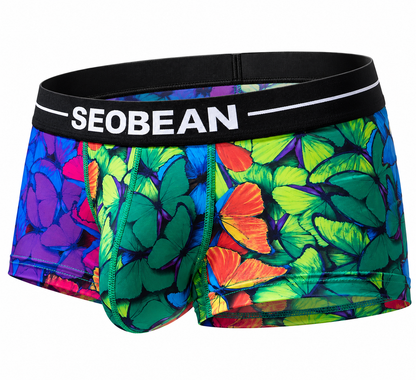 Seobean Low-Waist Printed Boxer Briefs – 4 Prints | M–2XL | Polyester & Elastane