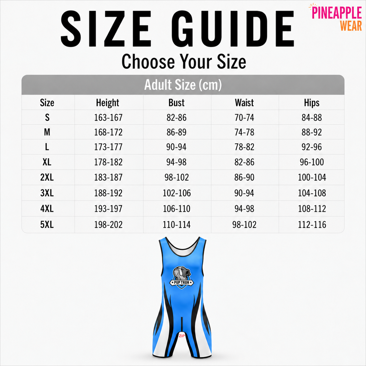 Zipper Wrestling Suit – 5 Colours | S–5XL | Lycra