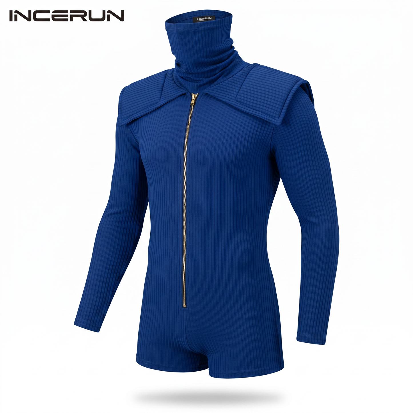 Turtleneck Bodysuit – Black, Blue & Brown | S–3XL | Polyester & Spandex