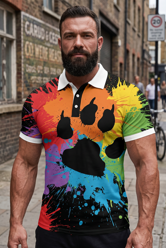 Pride Rainbow Bear Claw Polo Shirt – 3 Styles | S–5XL | Polyester